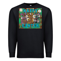 Black easter happy easter western bunnies daisies Premium Sweatshirt - Artiststas