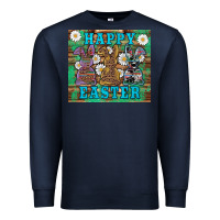Navy easter happy easter western bunnies daisies Premium Sweatshirt - Artiststas