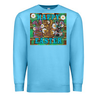 Ocean Blue easter happy easter western bunnies daisies Premium Sweatshirt - Artiststas