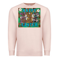 Pale Pink easter happy easter western bunnies daisies Premium Sweatshirt - Artiststas