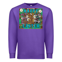 Purple easter happy easter western bunnies daisies Premium Sweatshirt - Artiststas