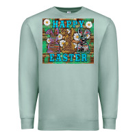 Seafoam easter happy easter western bunnies daisies Premium Sweatshirt - Artiststas