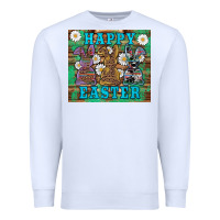 White easter happy easter western bunnies daisies Premium Sweatshirt - Artiststas