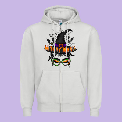 Witchy Nana Zipper Hoodie Designed By Racoondesign