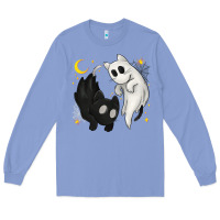 Colony Blue Ghost Cats with Balance Halloween Long Sleeve Tee - texasbilliewilder
