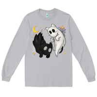 Moon Dust Ghost Cats with Balance Halloween Long Sleeve Tee - texasbilliewilder