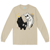 Mushroom Ghost Cats with Balance Halloween Long Sleeve Tee - texasbilliewilder