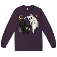 Plum Ghost Cats with Balance Halloween Long Sleeve Tee - texasbilliewilder