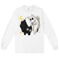 White Ghost Cats with Balance Halloween Long Sleeve Tee - texasbilliewilder