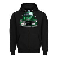 Black western green truck front view Zipper Hoodie - FaDigitalArtStudio
