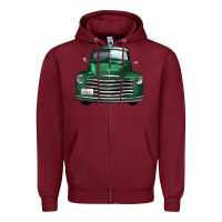 Burgundy western green truck front view Zipper Hoodie - FaDigitalArtStudio
