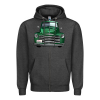 Charcoal Heather western green truck front view Zipper Hoodie - FaDigitalArtStudio