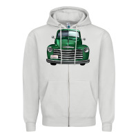 Dove Grey western green truck front view Zipper Hoodie - FaDigitalArtStudio