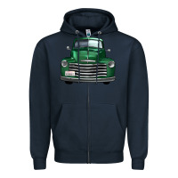 Navy western green truck front view Zipper Hoodie - FaDigitalArtStudio