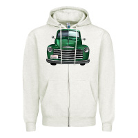 Oatmeal Heather western green truck front view Zipper Hoodie - FaDigitalArtStudio