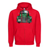 Red western green truck front view Zipper Hoodie - FaDigitalArtStudio