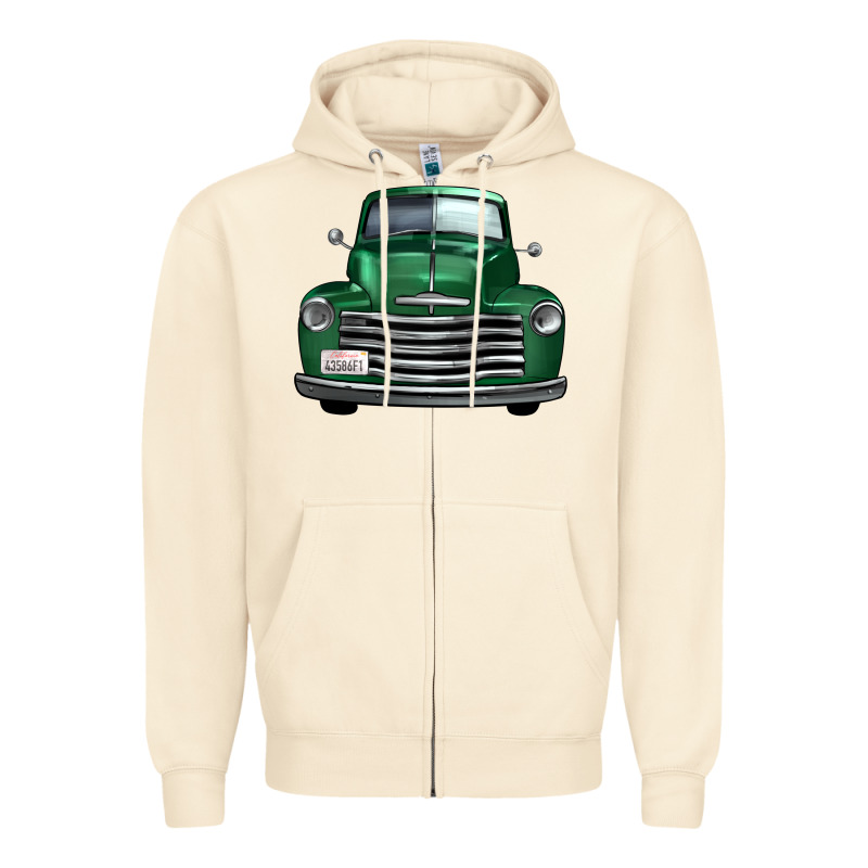 Western Green Truck Front View Zipper Hoodie by FaDigitalArtStudio | Teevron