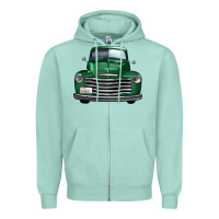 Seafoam western green truck front view Zipper Hoodie - FaDigitalArtStudio