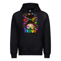 Black LGBTQ+ Messy Bun With Colorful Stars Urban Hoodie - BundleAndBundleShop