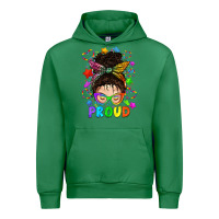 Emerald LGBTQ+ Messy Bun With Colorful Stars Urban Hoodie - BundleAndBundleShop