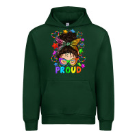 Forest Green LGBTQ+ Messy Bun With Colorful Stars Urban Hoodie - BundleAndBundleShop