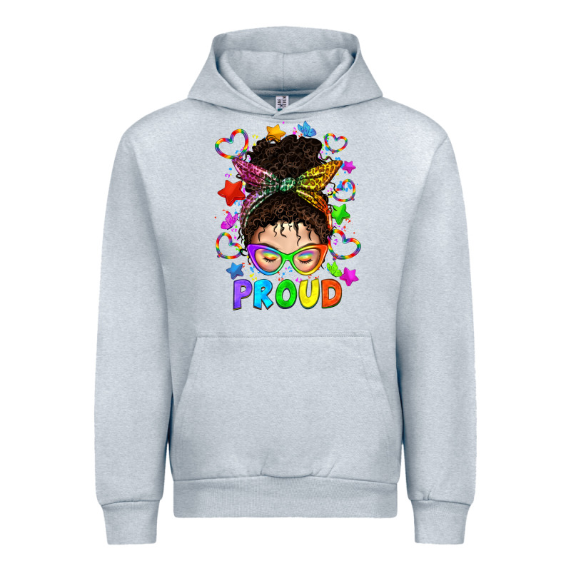 Lgbtq+ Messy Bun With Colorful Stars Urban Hoodie by BundleAndBundleShop | Teevron