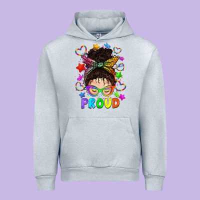 Lgbtq+ Messy Bun With Colorful Stars Urban Hoodie Designed By Bundleandbundleshop