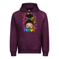 Mauve Wine LGBTQ+ Messy Bun With Colorful Stars Urban Hoodie - BundleAndBundleShop