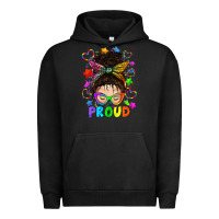 Pigment Black LGBTQ+ Messy Bun With Colorful Stars Urban Hoodie - BundleAndBundleShop