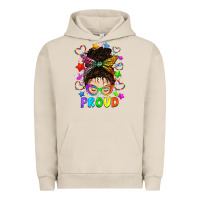 Pigment French Oak LGBTQ+ Messy Bun With Colorful Stars Urban Hoodie - BundleAndBundleShop