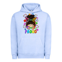 Pigment Grape Ice LGBTQ+ Messy Bun With Colorful Stars Urban Hoodie - BundleAndBundleShop