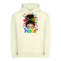 Pigment Pistachio LGBTQ+ Messy Bun With Colorful Stars Urban Hoodie - BundleAndBundleShop
