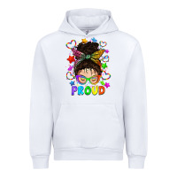 White LGBTQ+ Messy Bun With Colorful Stars Urban Hoodie - BundleAndBundleShop