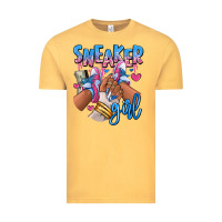 Vintage Mustard Sneaker girl afro woman Vintage Tee - RanaPortraitStore