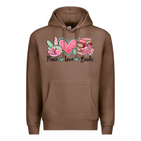 Chestnut peace love books Premium Hoodie - MaliasSmallBusiness