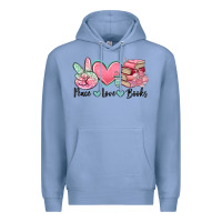 Colony Blue peace love books Premium Hoodie - MaliasSmallBusiness