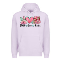 Lilac peace love books Premium Hoodie - MaliasSmallBusiness