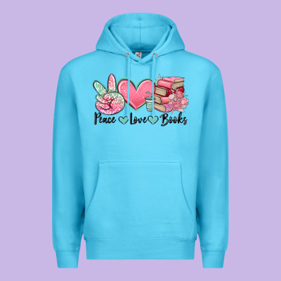 Peace Love Books Premium Hoodie Designed By Maliassmallbusiness