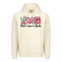 Sandshell peace love books Premium Hoodie - MaliasSmallBusiness