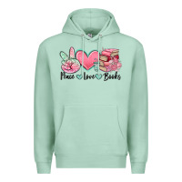 Seafoam peace love books Premium Hoodie - MaliasSmallBusiness