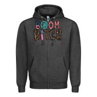Charcoal Heather boom bitch Zipper Hoodie - CowhideDigitalArt