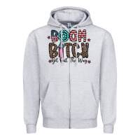 Heather Grey boom bitch Zipper Hoodie - CowhideDigitalArt