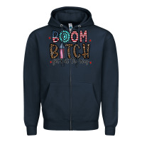 Navy boom bitch Zipper Hoodie - CowhideDigitalArt
