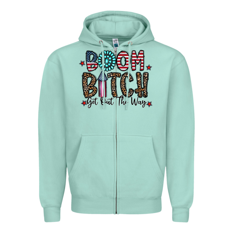 Boom Bitch Zipper Hoodie by CowhideDigitalArt | Teevron