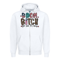 White boom bitch Zipper Hoodie - CowhideDigitalArt