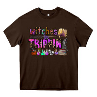 Chocolate Brown witches be trippin Heavy Core Tee - CowhideDigitalArt