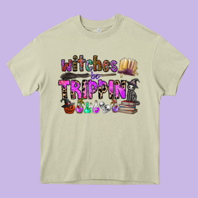 Witches Be Trippin Heavy Core Tee Designed By Cowhidedigitalart