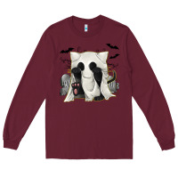 Burgundy Ghost Cat Long Sleeve Tee - texasbilliewilder