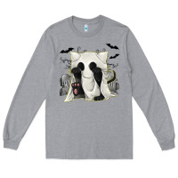 Heather Grey Ghost Cat Long Sleeve Tee - texasbilliewilder