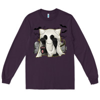 Plum Ghost Cat Long Sleeve Tee - texasbilliewilder